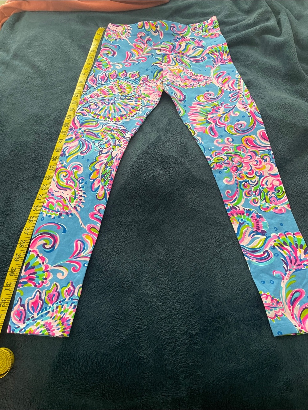 Lilly Pulitzer Girls Blue Multicolor Paisley Leggings 12-14 XL
